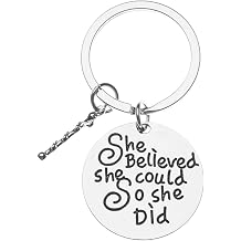 Sportybella Baton Charm Keychain, Twirling Jewelry - She Believed She Could So She Did Charm Keychain for Baton Twirler & Majorettes