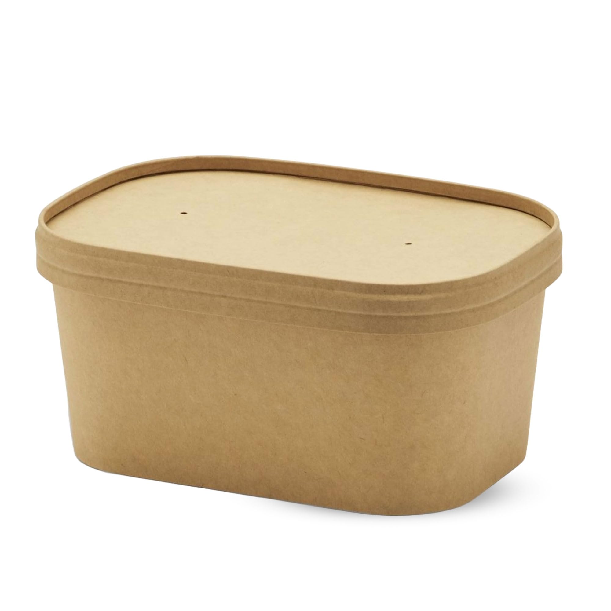 CHEF ROYALE 100 x 1000ml Kraft Food Storage Container with Lids Food Prep Takeaway Container with Kraft Airtight Lids Heavy Duty Rectangular Stackable Ideal for Takeaway (100, 1000ml)