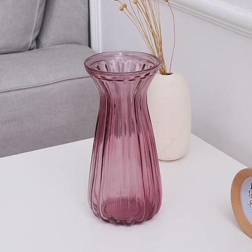 Miniatura 3 de ARTIBETTER Jarrón de cristal transparente estilo europeo para flores secas, recipiente a rayas, maceta para botellas de vidrio para bodas, fiestas,