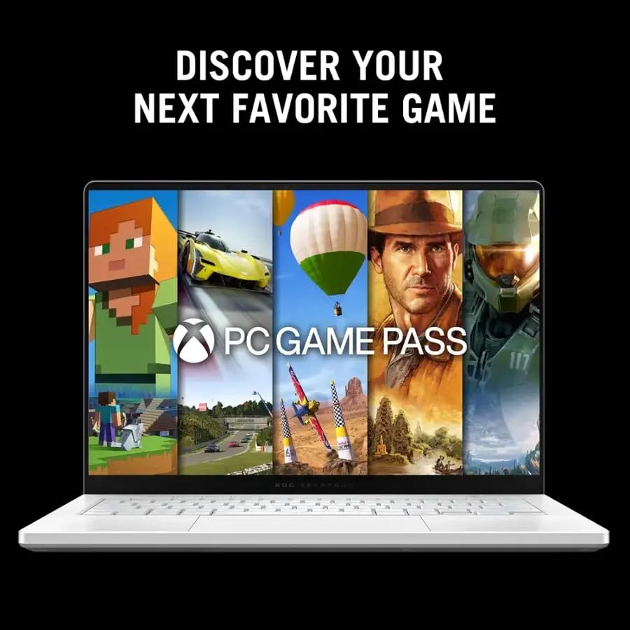 Image of ASUS ROG Zephyrus G14 14 inch OLED 3K 120Hz Gaming Laptop, AMD Ryzen 9 270, RTX5060 8GB, 16GB LPDDR5X RAM 4TB SSD, Wi-Fi7, BacklitKB, Win11Pro Office Lifetime License, White, w /HDMI Cable, W /GaLiMu