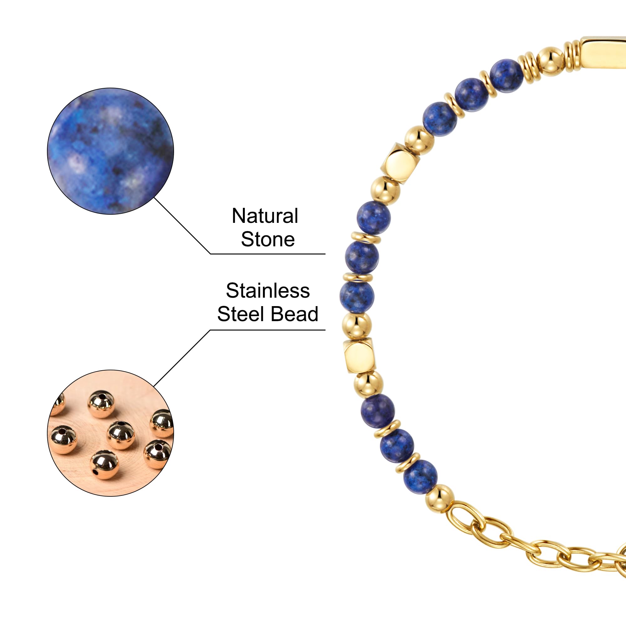 SIUMAL Bracciali Donna, Bracciale Bohémien in Pietra Naturale e Acciaio Inossidabile per Donna, Regalo Di Compleanno, Regalo Di Natale per La Mamma