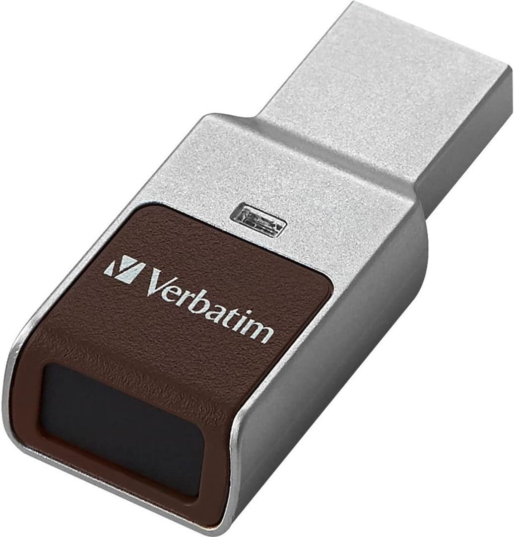 Verbatim 32GB Fingerprint Secure USB 3.0 Flash Drive with AES 256 Hardware Encryption – Silver