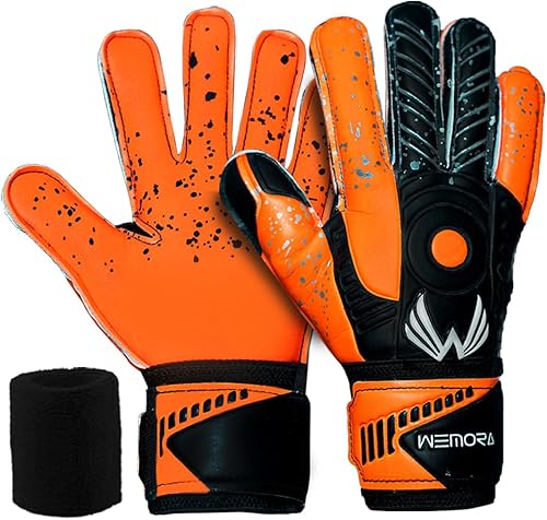 Miniatura 9 de Guantes de portero de fútbol Fingersave para niños, jóvenes y adultos con agarre fuerte de 0.295 in en la palma flexible para dedos