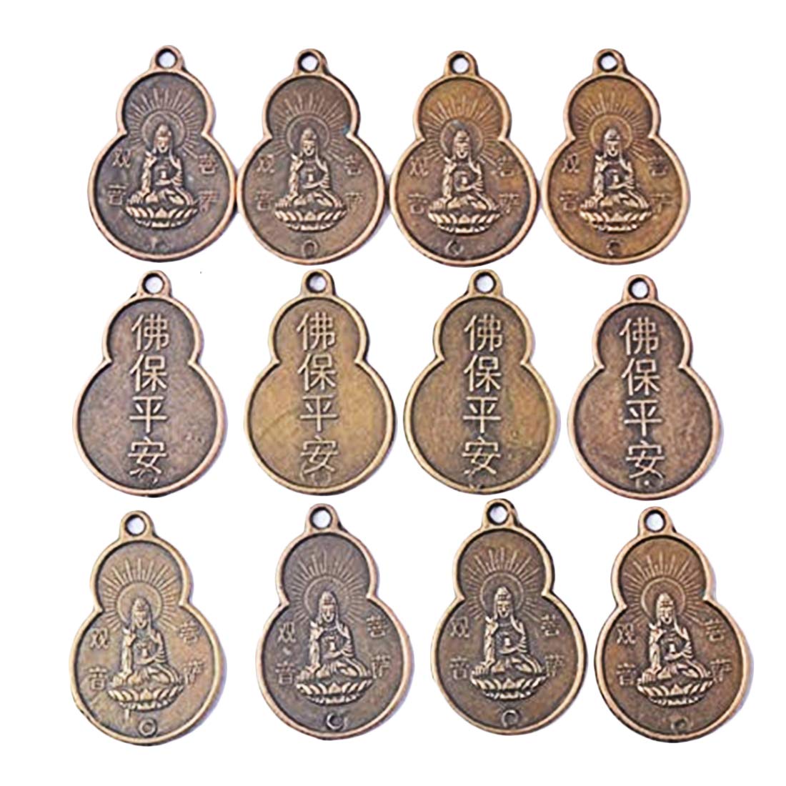 12pcs Feng Shui Chinese Guan Yin Wulu/wulou Safe Coins Pendant Connect + Gift Bag Y1098