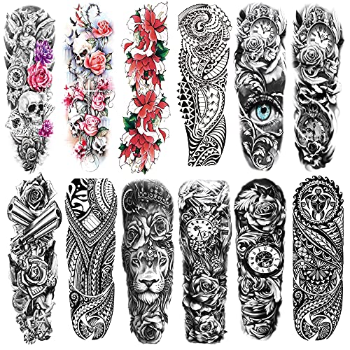 Extra Large Temporary Tattoos Sleeve, Full Arm Sleeve Temporary Tattoos
