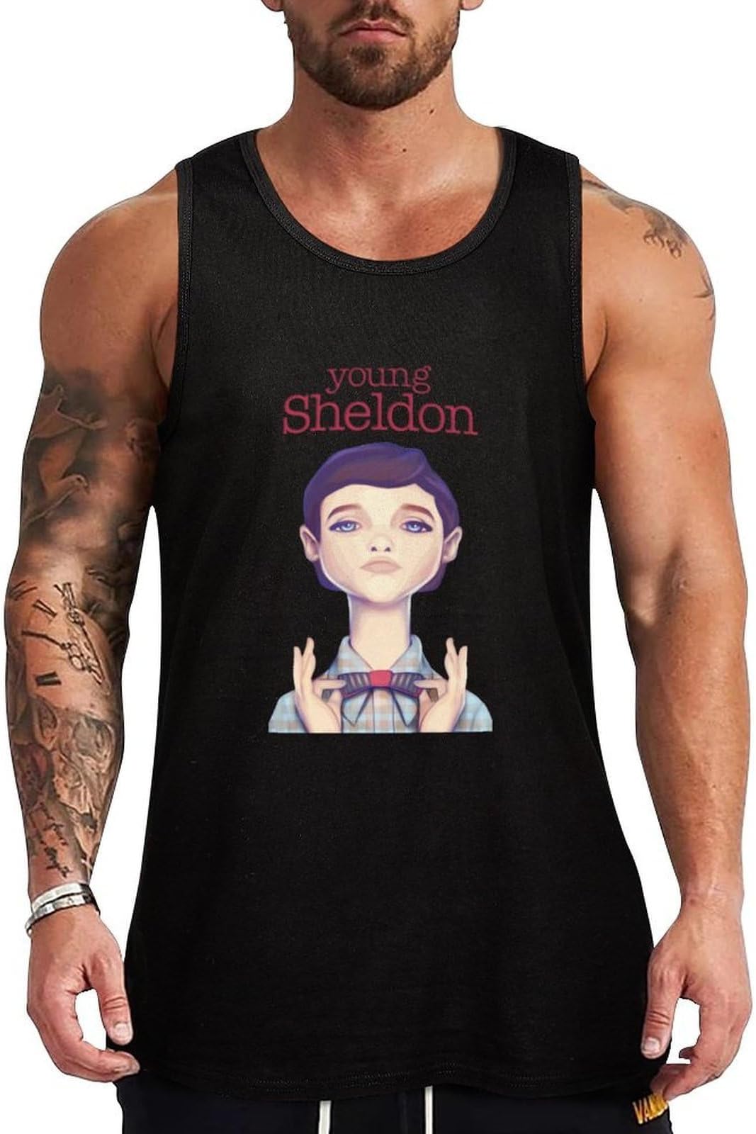 [ラトロルリ] メンズ タンクトップ Young Sheldon スポーツウェア ノースリーブシャツ 吸汗速乾 通気 おしゃれ トレーニング 涼しい 夏