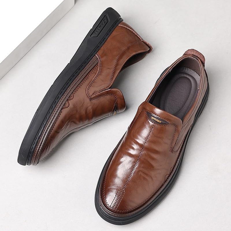 Mens Round Toe Leather Slip-On Dress Shoes Classic Summer Backless Retro Formal Business Party Loafers3