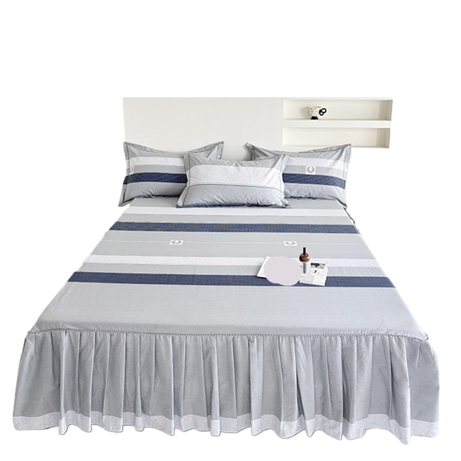 1pc Floral Style Bed Skirt Bedspread Cover Home Ruffles Linen Falda De Cama (No Pillowcase)(Q,SKing 200x220cm 1pc)
