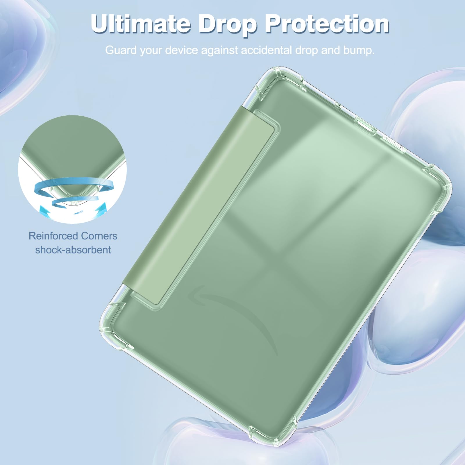 FINTIE Étui pour 6" Kindle (11e Génération, Modèle 2024/2022), Étui Transparent en TPU Souple Housse Veille/Réveil Auto, Vert Agave