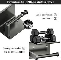 Vista 14 de Tindbea Toilet Paper Holder with Phone Shelf + Towel Robe Hooks, Adhesive or Screw Wall Mounted Toilet Paper Roll Storage, Stainless Steel Bathroom