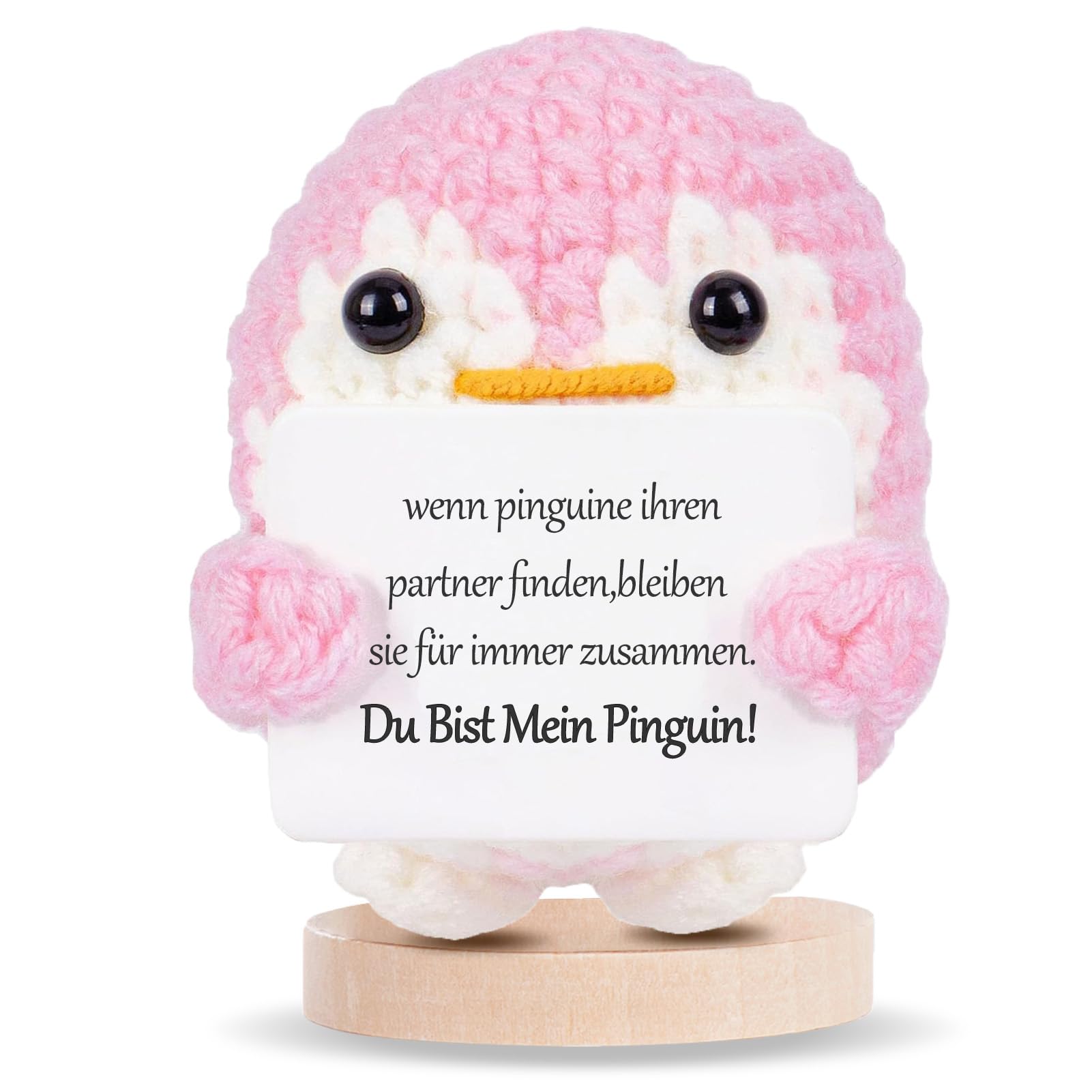 BOAITE Mini Pinguin Ich Liebe Dich Geschenke, Jahrestag Geschenk für Frauen, Strickwolle Pinguin Puppe mit Liebesmünzen Karte,Romantische Geschenk für Ehefrau Hochzeitstag Valentinstag