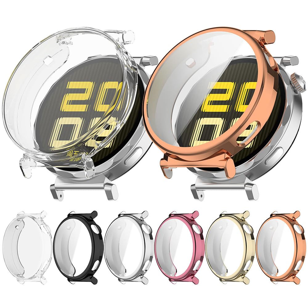 Etui do Huawei Watch GT 5 Pro 42 mm folia ochronna, silikon TPU ochrona wyświetlacza case cover, ochrona przed zarysowaniami i kurzem obudowa do Huawei Watch GT 5 Pro 42 mm (złote)