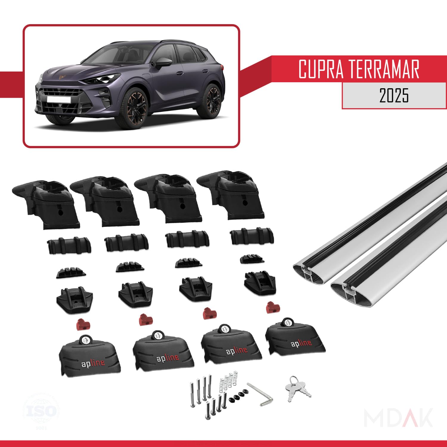 Barre Tetto Per Cupra Terramar 2025 ACE-2 - Portapacchi In Alluminio Nero, Carico 75kg - Foto 10
