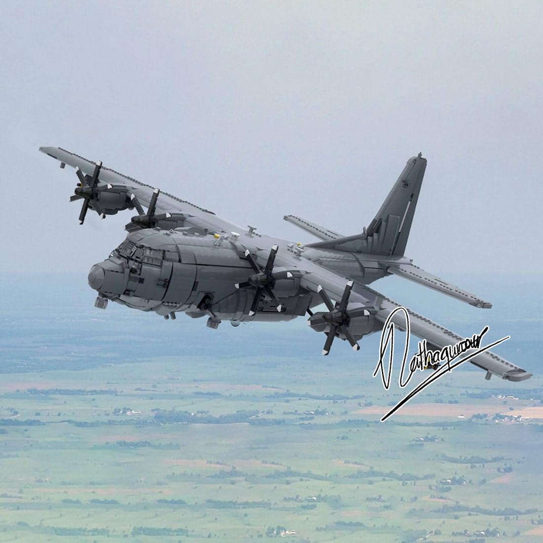 LootPop Elektryczny zestaw klocków do budowy samolotu, 1/35 AC-130J GhostRider, duża dynamiczna wersja zmontowanego modelu samolotu wojskowego, 5444 części