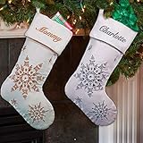 DIBSIES Personalization Station Personalized Sparkling Snowflakes Christmas Stocking (Silver)