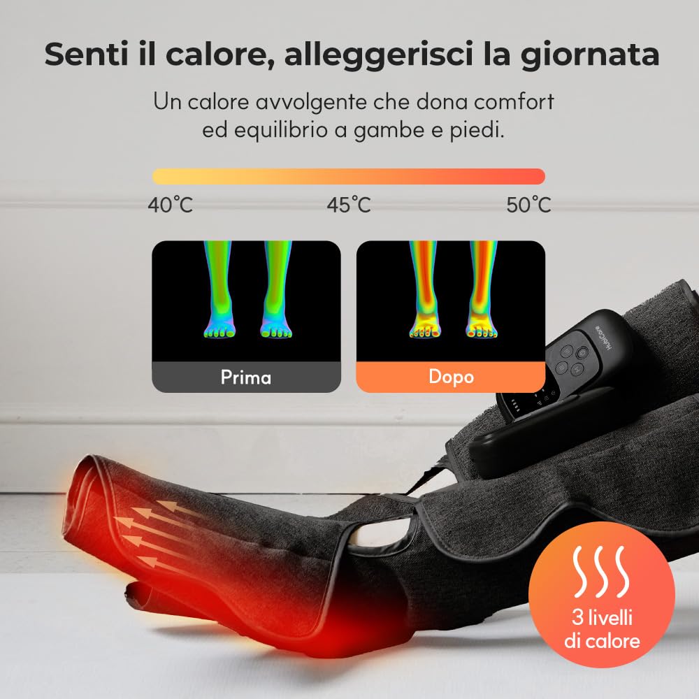 HuBDIC HubiCare - Massaggiatore senza fili per polpacci e piedi, con compressione di calore e aria, per la circolazione e il sollievo dal dolore, 5 modalità con 5 intensità, riduce il gonfiore