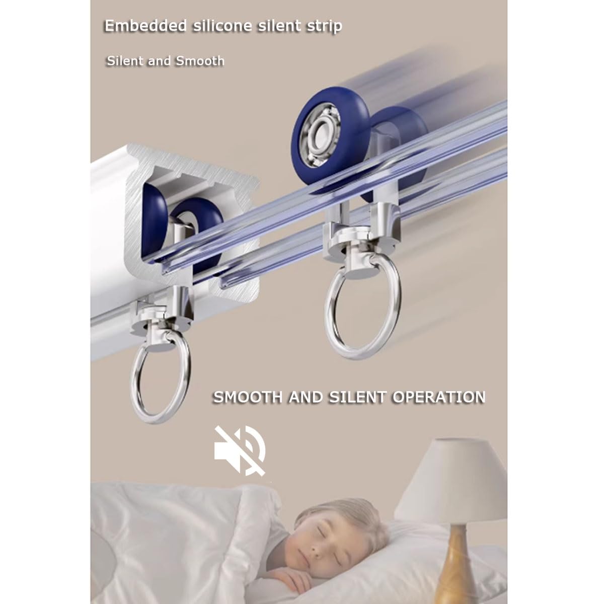 Vorhangschiene Aluminium 1 läufig, Gardinenschiene für Schwere Vorhänge, 50 200 230 300 400 610 cm Decken- Oder Wandmontierte Gardinenstange für Raumteiler zu Hause(Champagner,380cm)