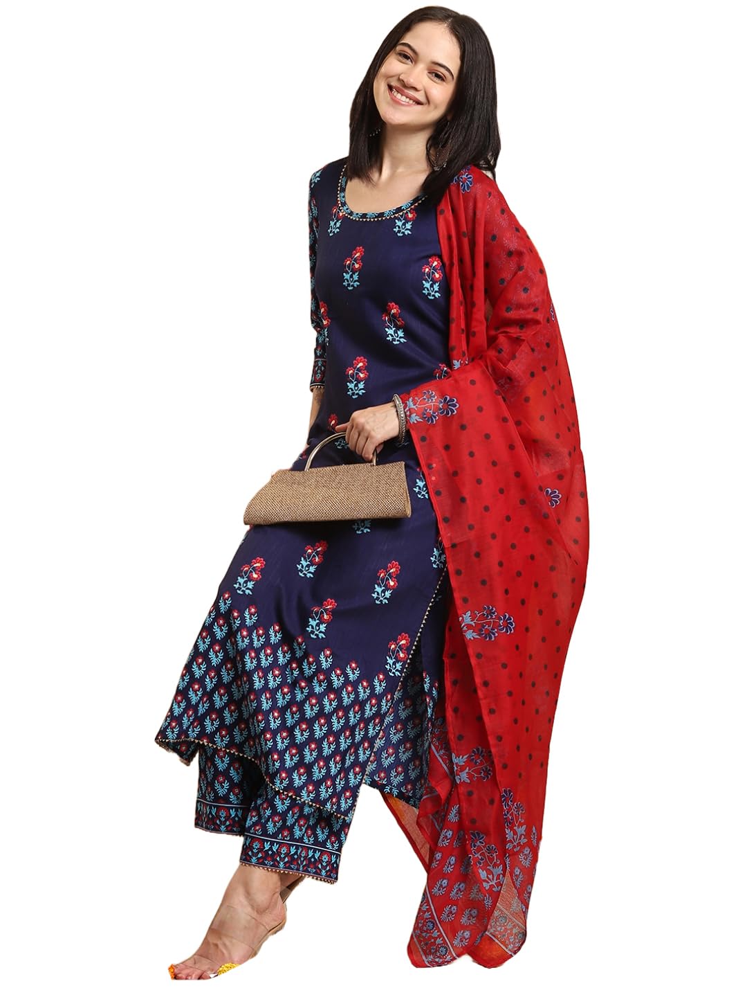 gosriki Women's Rayon Blend Straight Printed Kurta with Pant & Dupatta-picture-39