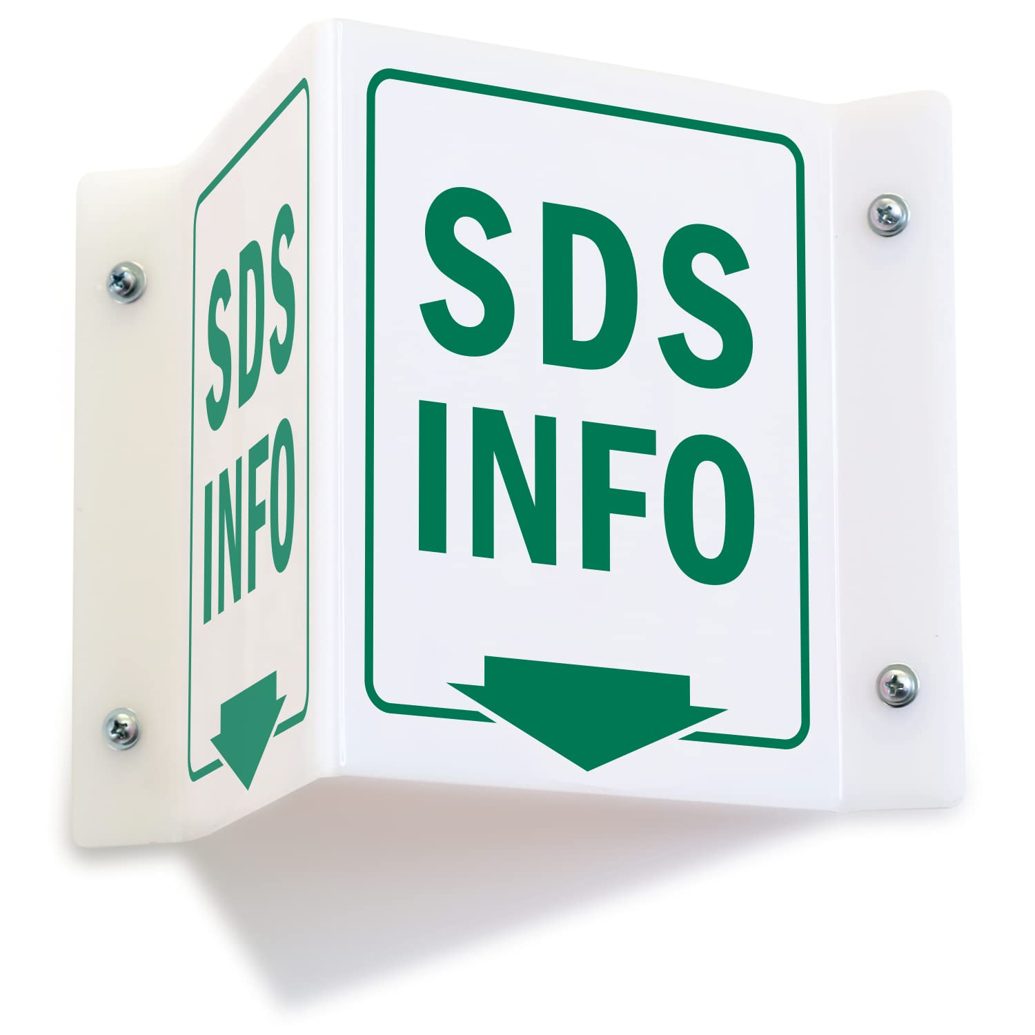 Projecting V-Sign : SDS INFO with Down Arrow, PVC Water Proof Sticker Fixed on SunBoard