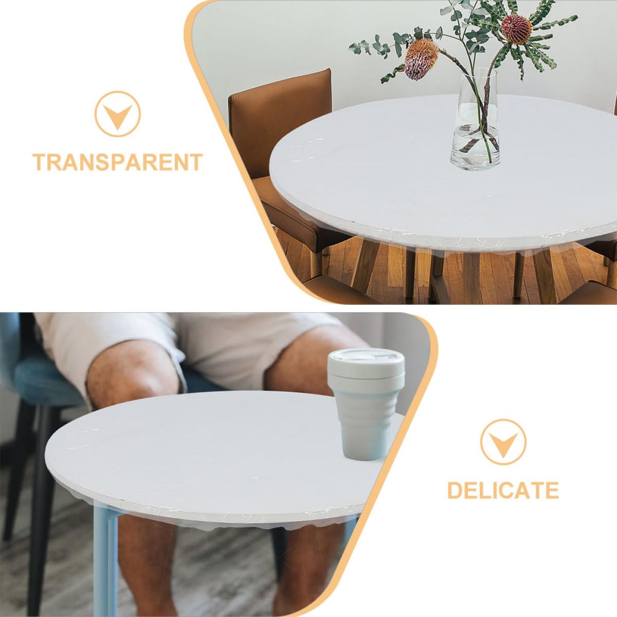 TOYANDONA Nappe Ronde Transparente en Pvc Extensible 180 Cm Diamètre, Housse de Table Extérieure Anti-huile et Anti-poussière, Protection Ajustable avec Élastique pour Jardin et Patio