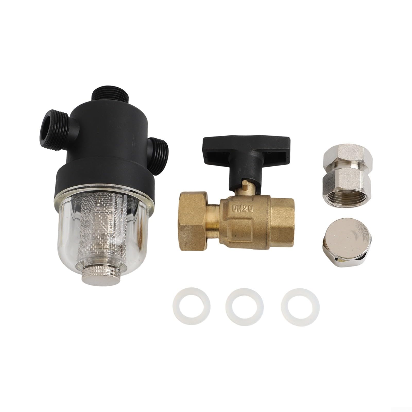 Separatore magnetico per caldaia DN20/DN25, prefiltro con filtro e valvola di scarico (DN25)