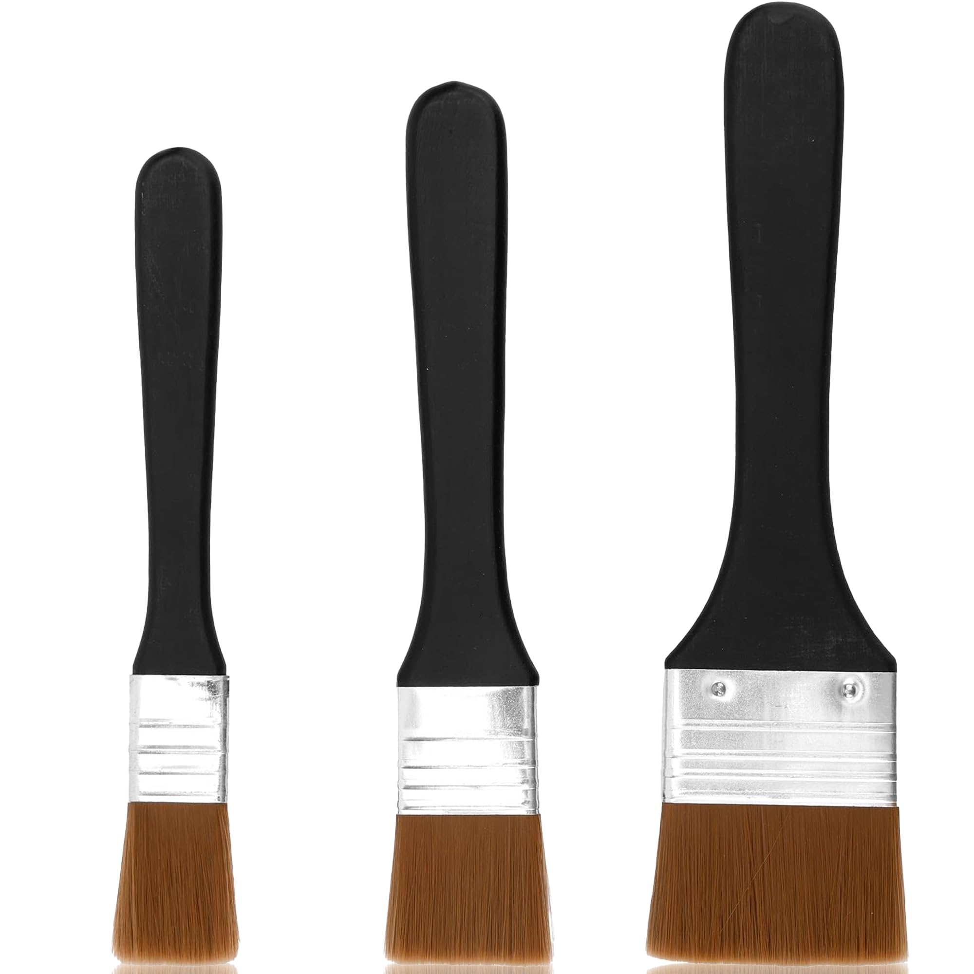 VLUNT 3pcs Acrylic Paint Brush Set Large Flat Nylon Artist Brushes 3 Sizes