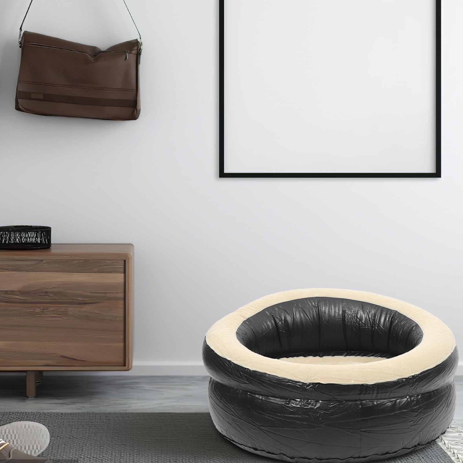 Divano Gonfiabile Portatile in PVC Argento, Cuscino Sedia Esterno Traspirante per Ridurre la Fatica, per Ufficio e Guida All'aperto