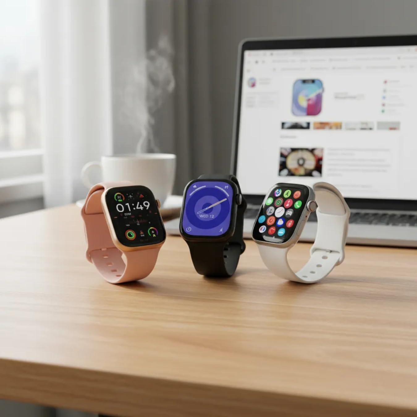 Relógio Inteligente Smartwatch Mini 8 Pulseiras Tela LED 1,45 Polegadas" e Resistência a Água IP68, Conexão Android e IOS e Recebe Ligações com 123+ Aplicativos e Bateira de Longa Duração 5-7 Dias