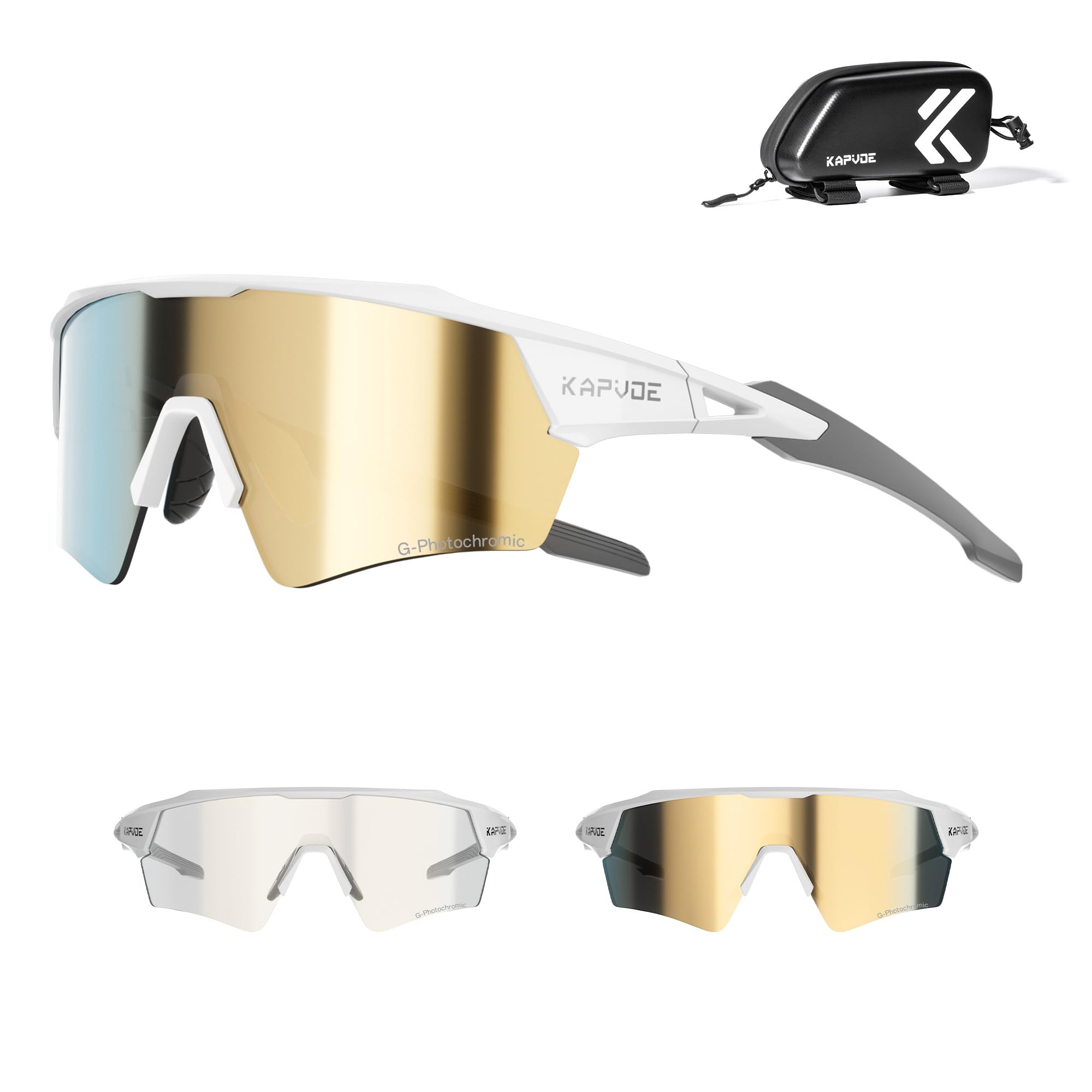 KAPVOE Okulary rowerowe fotochromowe męskie okulary sportowe damskie przezroczyste okulary MTB ochrona UV400 okulary rowerowe z ramką TR90 rowerowe okulary rowerowe BTT jazda na rowerze bieganie