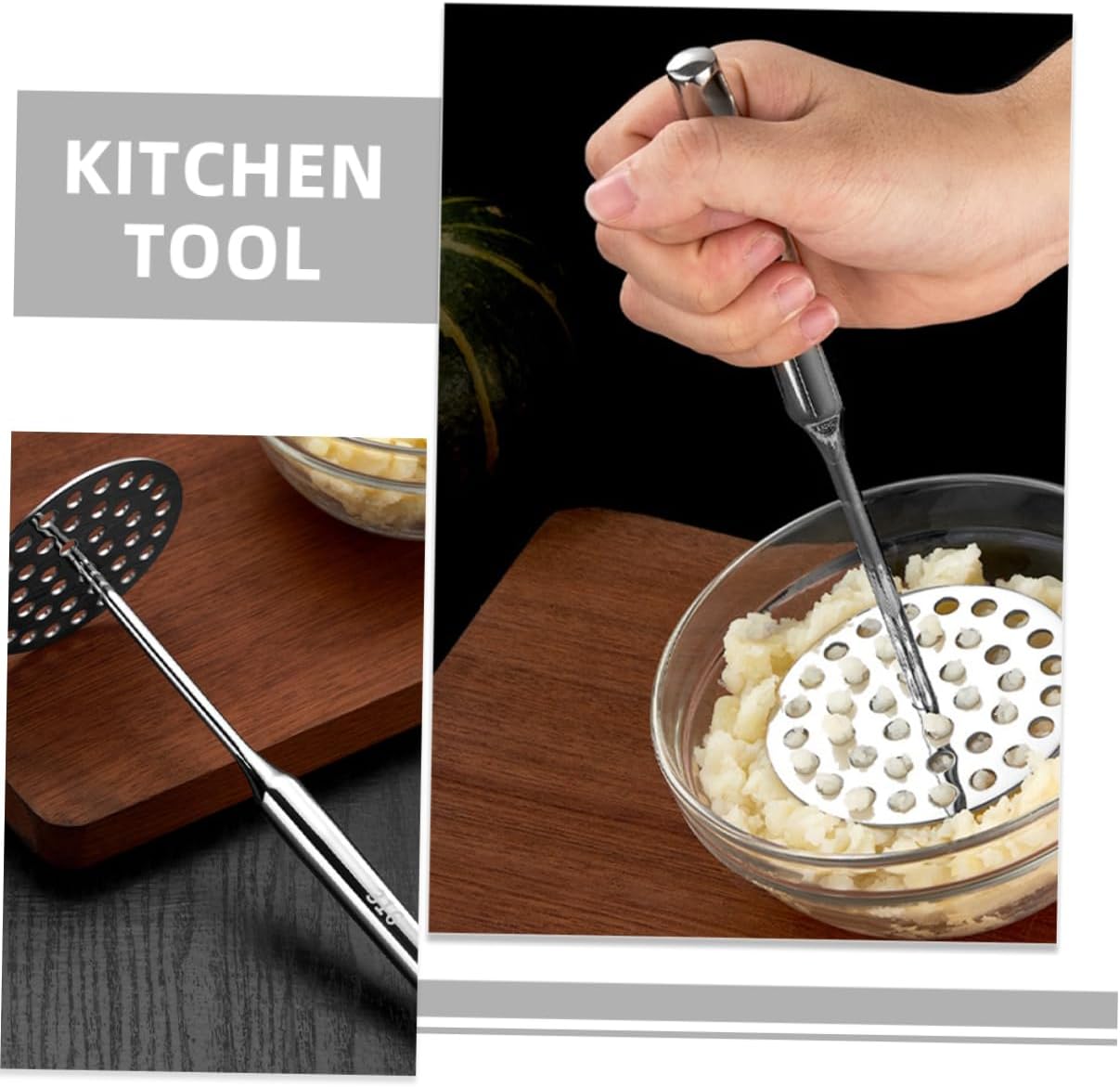 COLLBATH Stainless Steel Potato Heavy Duty Masher for Potatoes Garlic and More Comfortable Handle Kitchen Gadget for Preparation Food-grade Steel