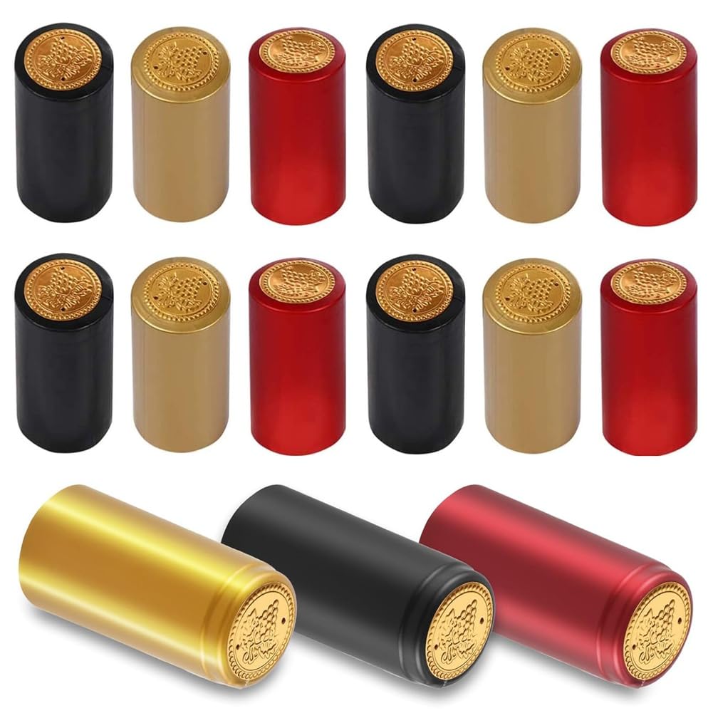 CTRLZS PVC Heat Shrink Capsule Caps for Wine for Bottles 150 Pcs Sealer Caps for Wine Making Cellars and Home Use