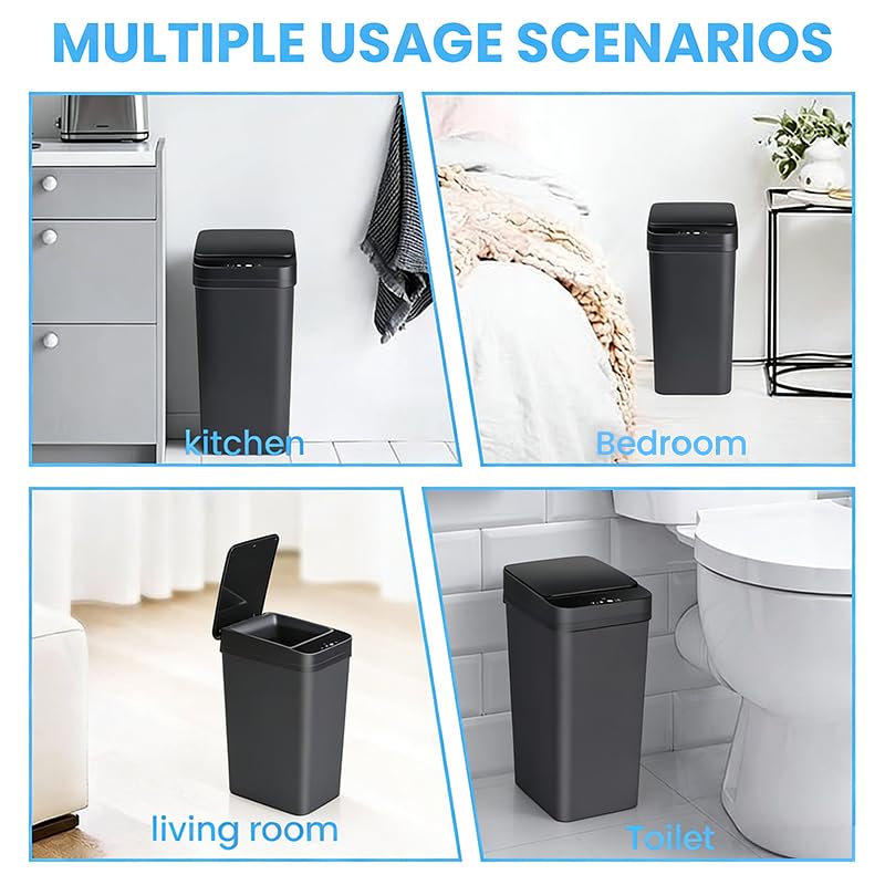 Image of Supvox 12L Smart Sensor Dustbin for Home Auto-Open & Close Waste Bin with Manual Control Button Motion Automatic Sensor Trash Can Waste Anti-Odor Trash Bin for Home Office Toilet 23.5x15.8x32cm