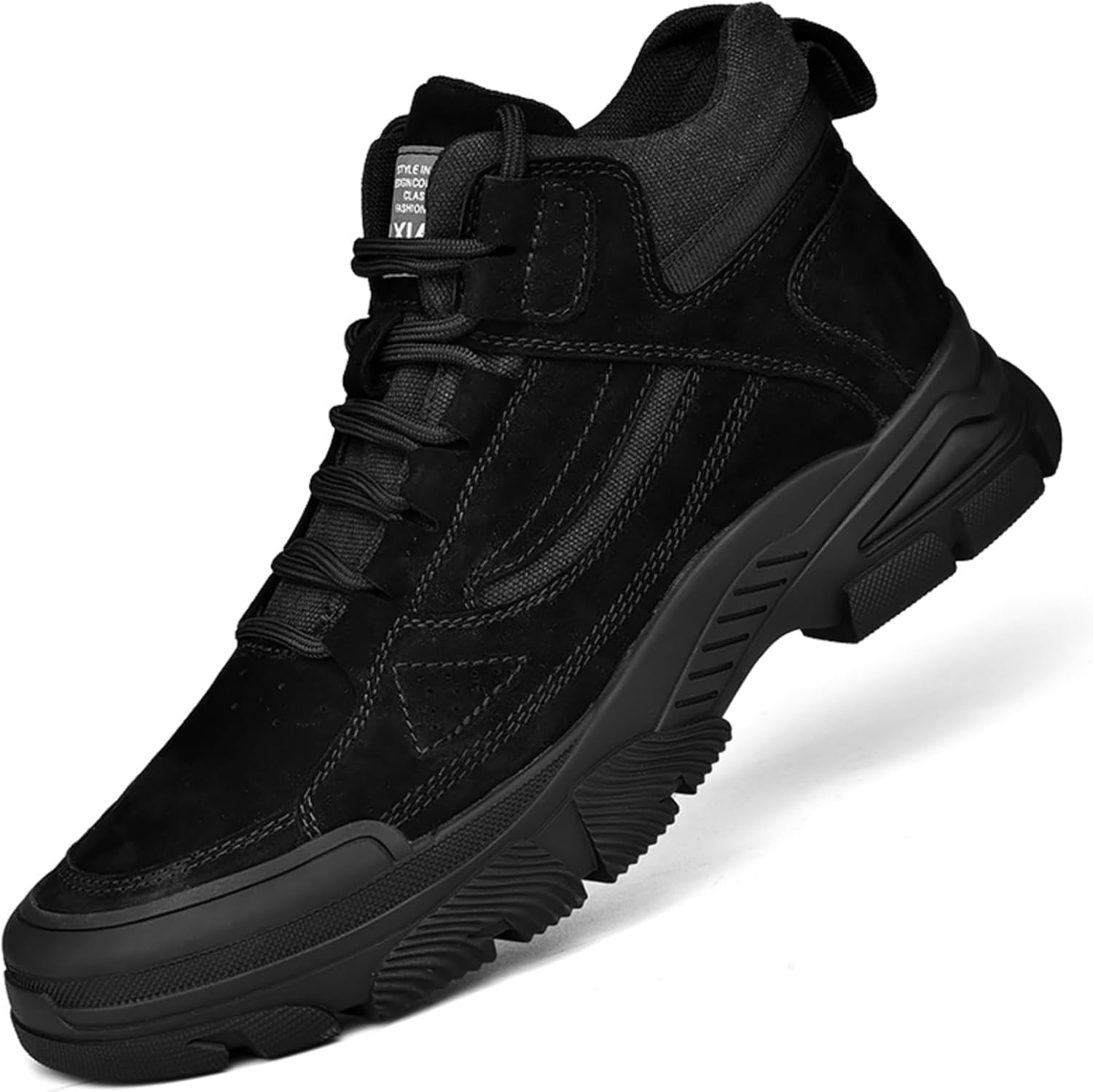 Men's Fashion Genuine Leather High Top Lace-Up Outdoor Hiking Boots Comfort Round Toe Non-Slip Casual Shoes for Walking Hiking Farm Backpacking