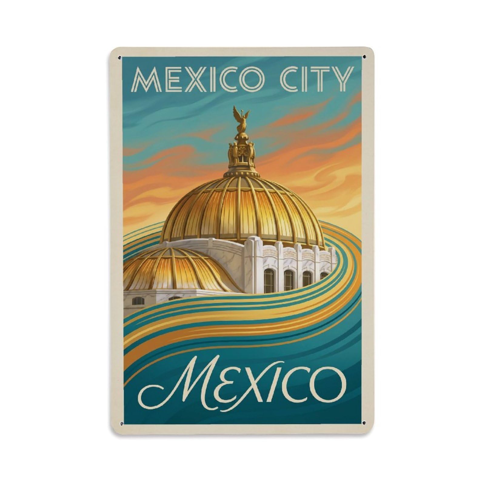 Xanthor Style Retro Travel Mexico Mexico City Metal Tin Sign