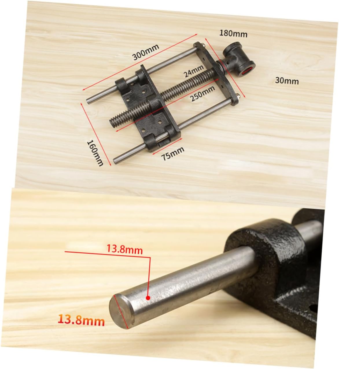 Woodworking Table Clamp 7-inch Light Bench Clamp with Dual Connecting Rods Woodworking Table Guide Rod and Household Workholding