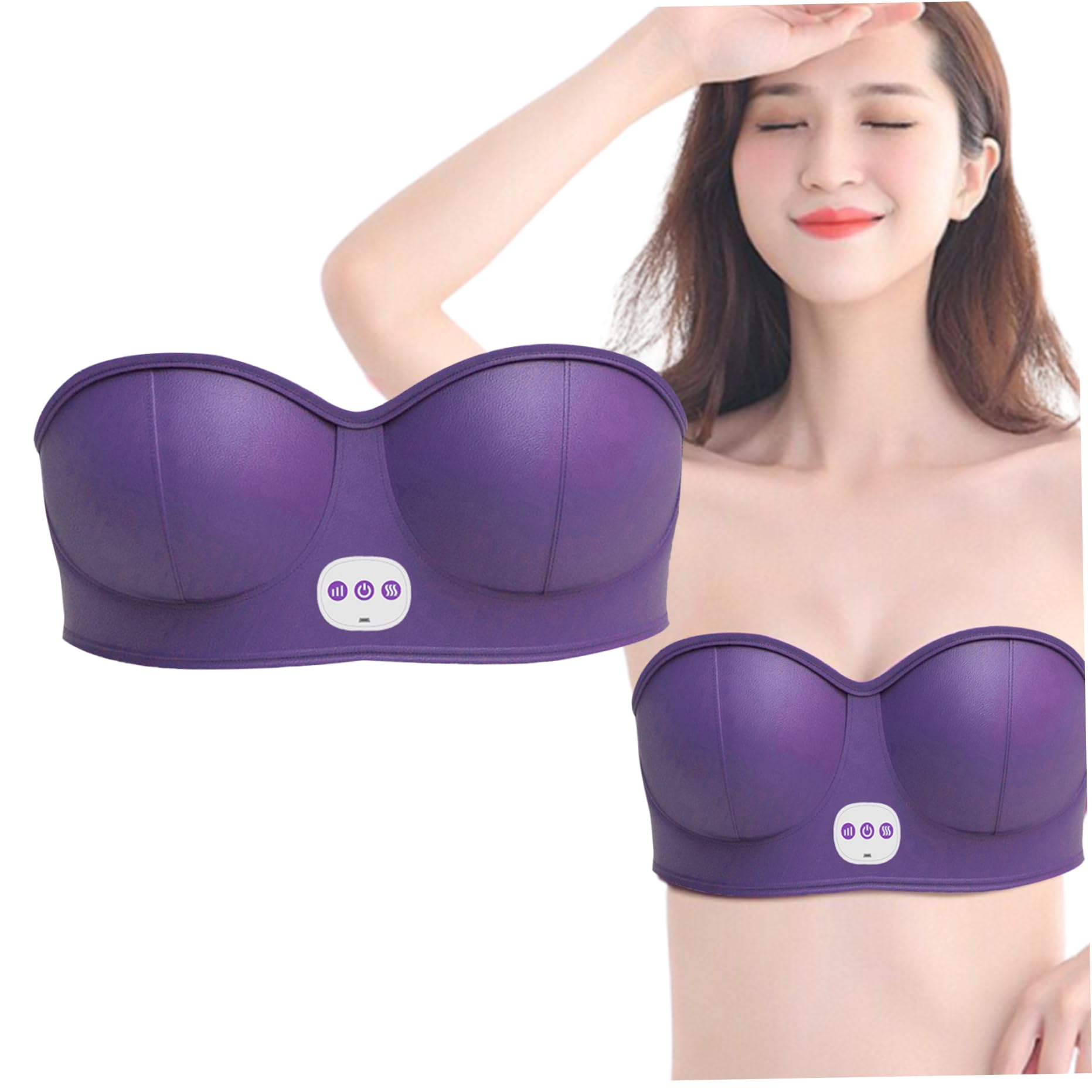 Masseur mammaire USB Masseur de mammaire électrique sans fil 3 Réglage des engrenages Machine de massage confortable de vibration intelligente pour façonner la belle poitrine anti-poitrine viole