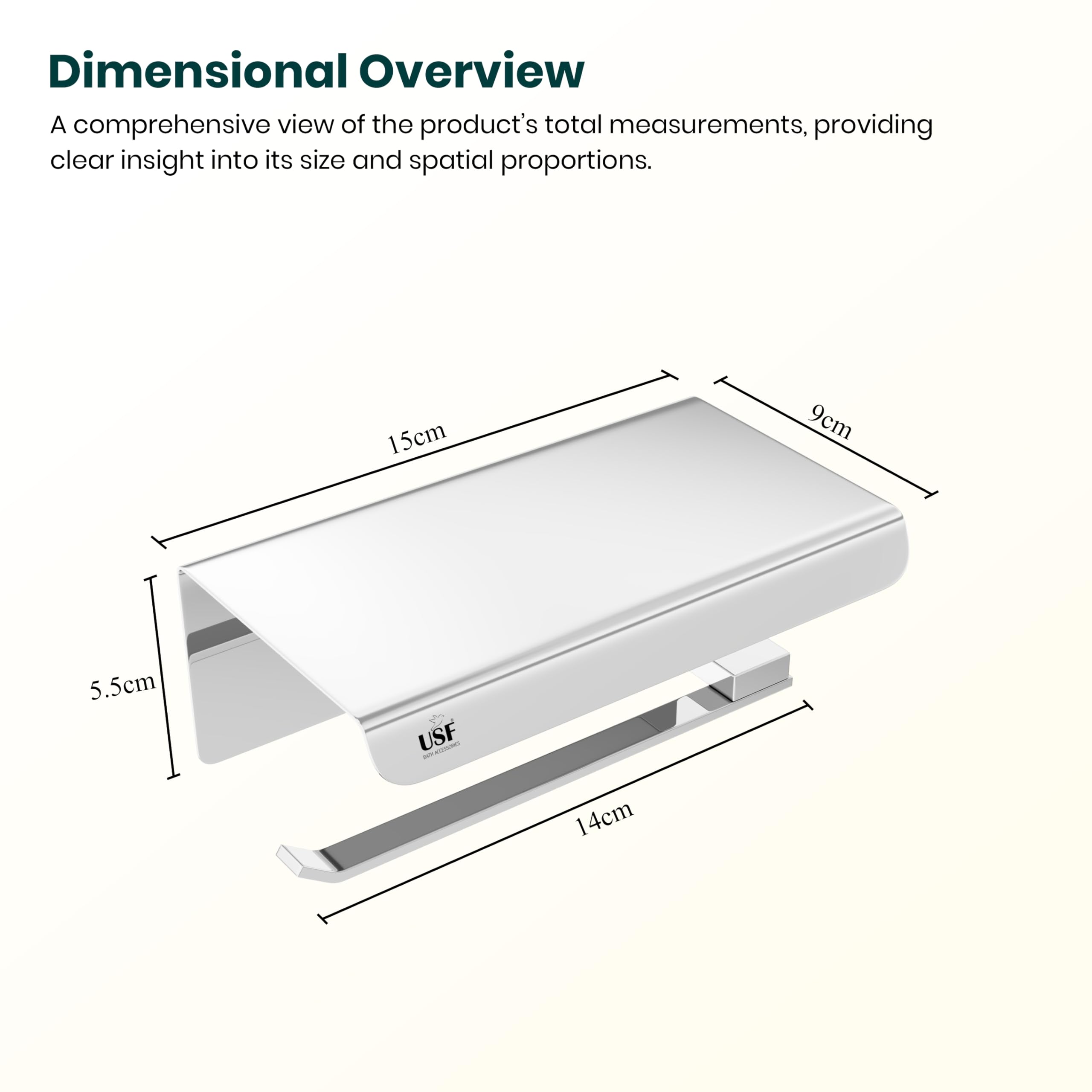 USF Bath Accessories 4 Piece Toilet Paper Roll Holder for Bathroom, 304 Stainless Steel Toilet Paper Holder in Bathroom, Toilet Tissue Roll Holder for Bathroom, Bathroom Accessories(Chrome, Square)