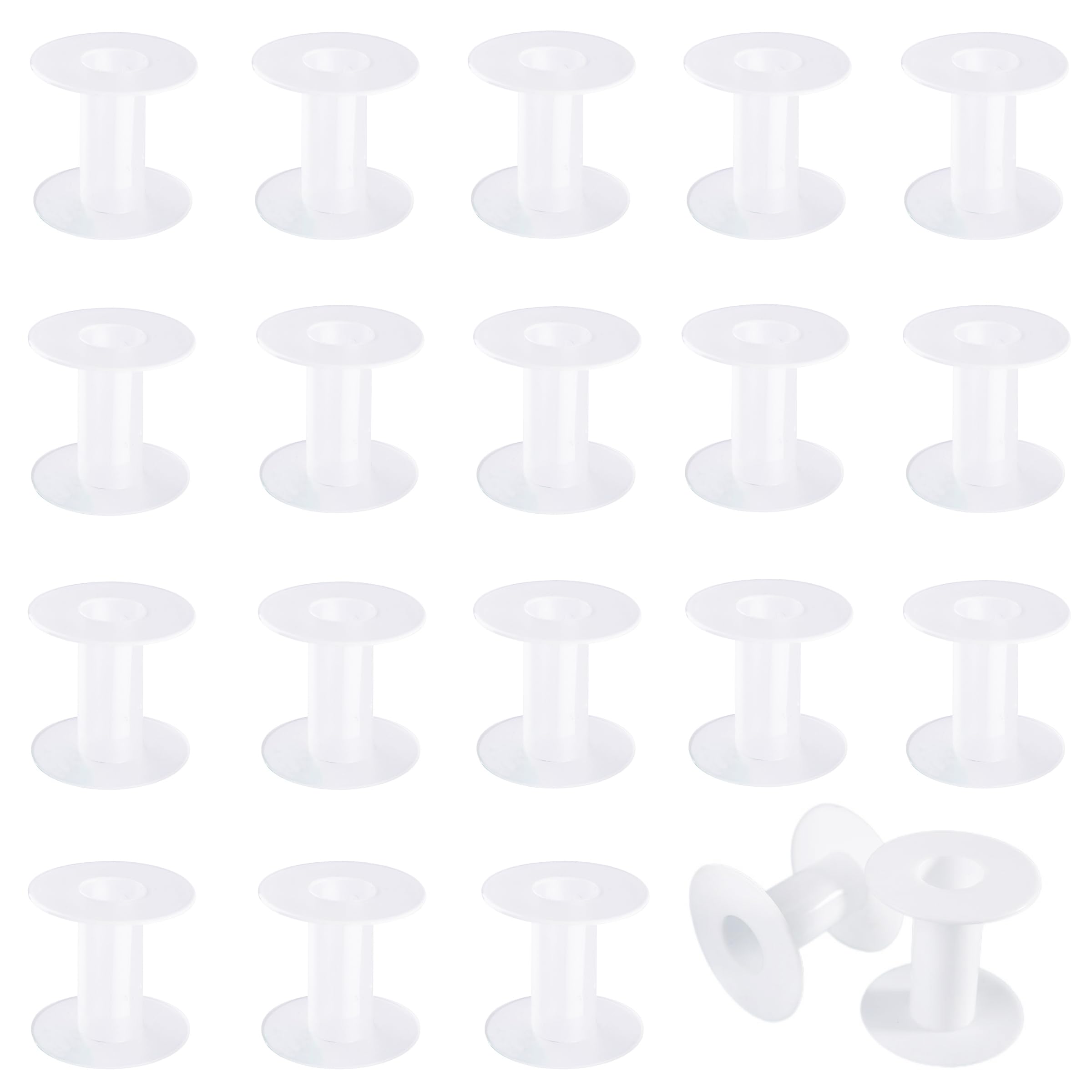 SKYPRO 20pcs Empty Plastic Wire Spools, 56x46mm White Ribbon Spool Weaving Bobbins Craft Spools for Embroidery Thread, Chains, Electrical Wire and Sewing