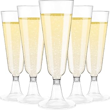 Plastic Champagne Flutes 40 Pack Disposable Glasses 5.5 Oz Clear Plastic Toasting Glasses for Party Wedding Thanksgiving Birthday