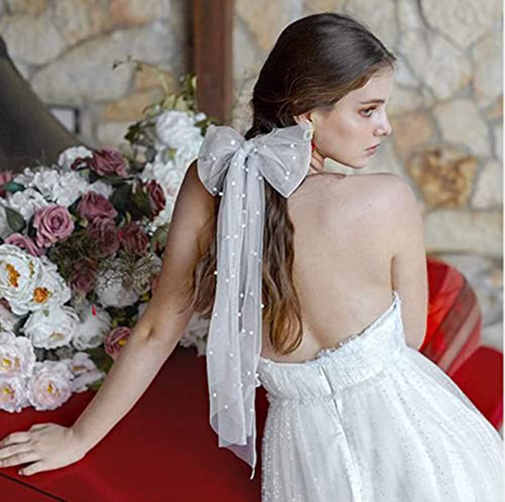 ? Women White Bow Clip Bachelorette Party Clip Decorations Pearl Accessories Amazon.com : CIEHER Bridal Hair Clip Bachelorette Party  main image 3