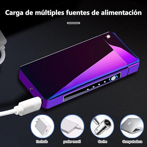 Miniatura 3 de Encendedor de doble arco USB, encendedores eléctricos recargables de plasma sin llama, a prueba de viento, sin butano, para velas, incienso,
