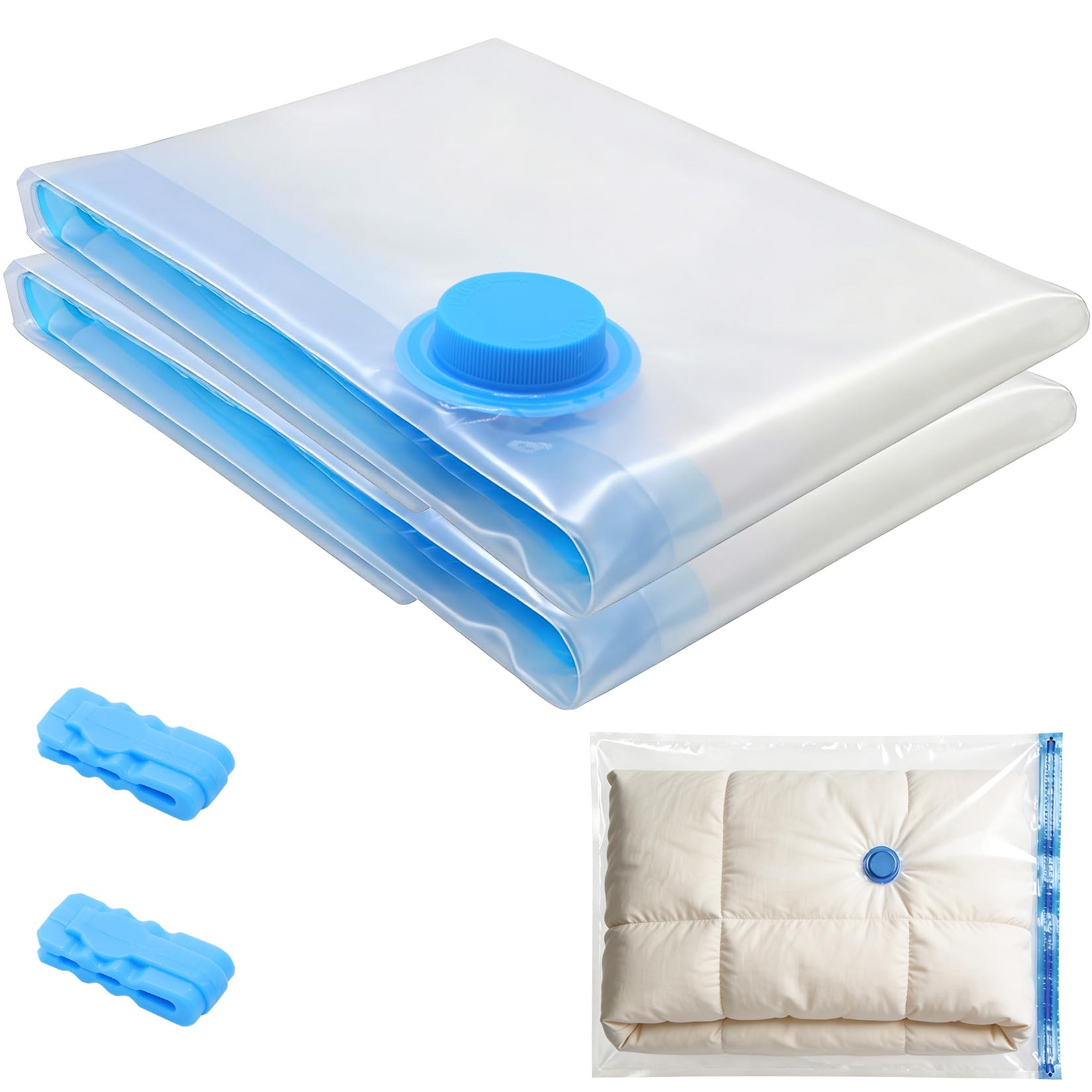2 Pcs Space Saver Bags Vacuum Storage Bags Small Compression Zipper Storage Bags Vacuum Pack Bags for Clothes, Vacuum Bags for Clothes Travel Home, with Airtight Valve, 80 x 60 cm