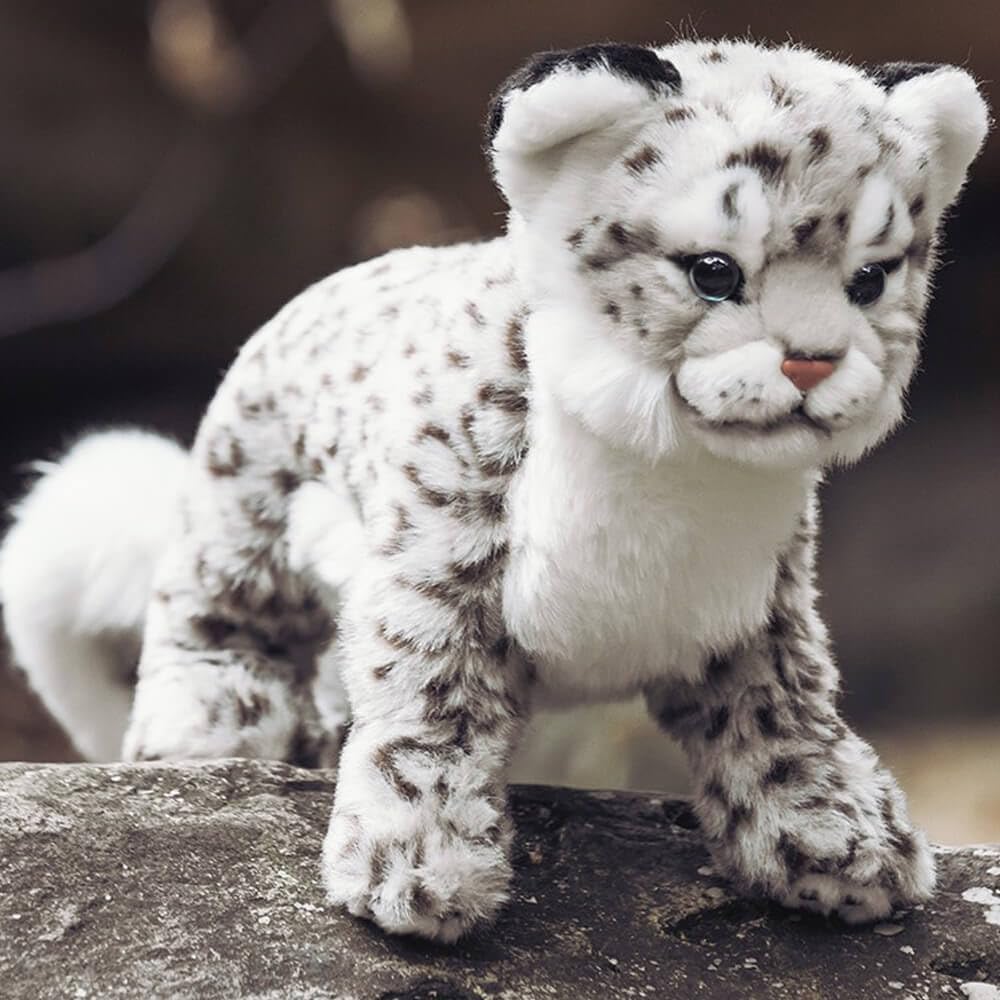 keaiart-ly Snow Leopard Stuffed Animals Plush Toy, 18 Inches Realistic White Leopard Plushies