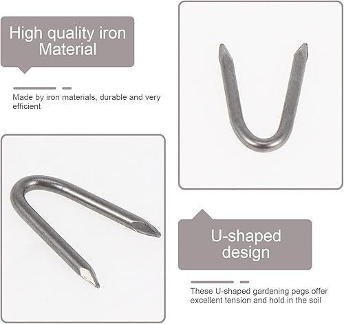 Miniatura 6 de YARDWE - Grapas de red galvanizada en forma de U de hierro de uñas para fijación de cercado (70 unidades)