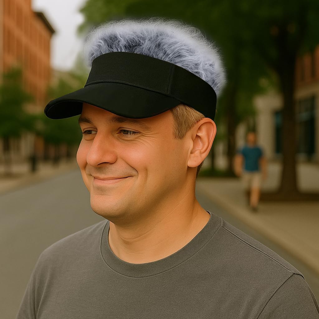 Men's Hair Visor Sun Hats Visor with Hair Fake Hat with Hairs for Men Novelty Spiked Adjustable Baseball Caps Funny Gift - Image 2