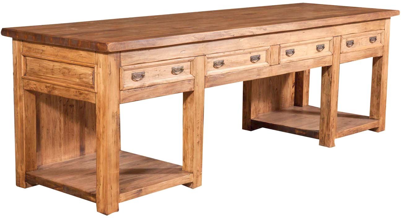 Buy Biscottini Solid wood kitchen island table Made in Italy 300x90x97