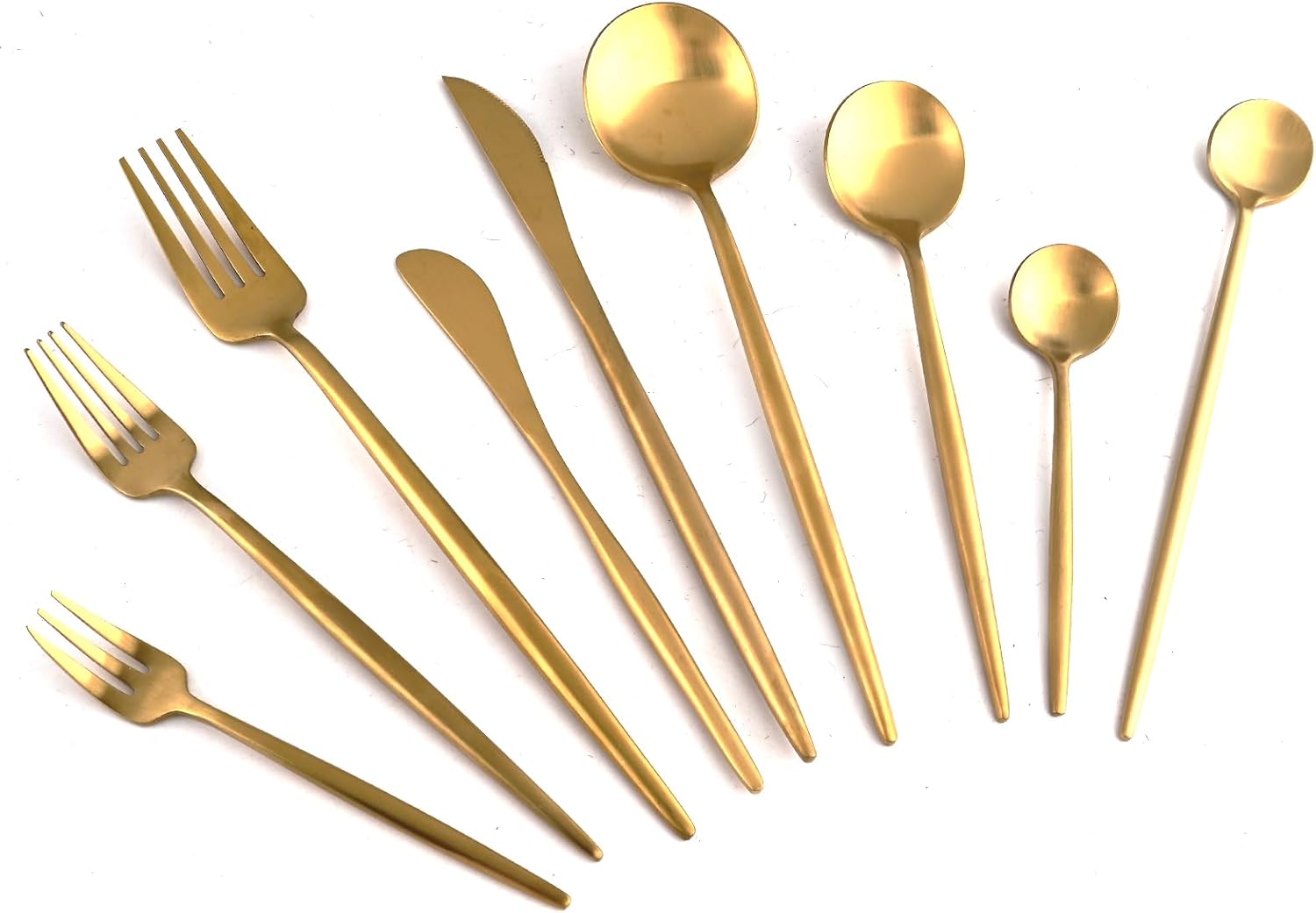 Gugrida 20-Piece Matte Finish Gold Dessert Spoon,Premium 304 Stainless Steel Spoons,Durable Metal Spoons,Tablespoon,Soup Spoons,Midle Spoon 8.86 Inch Round Handle