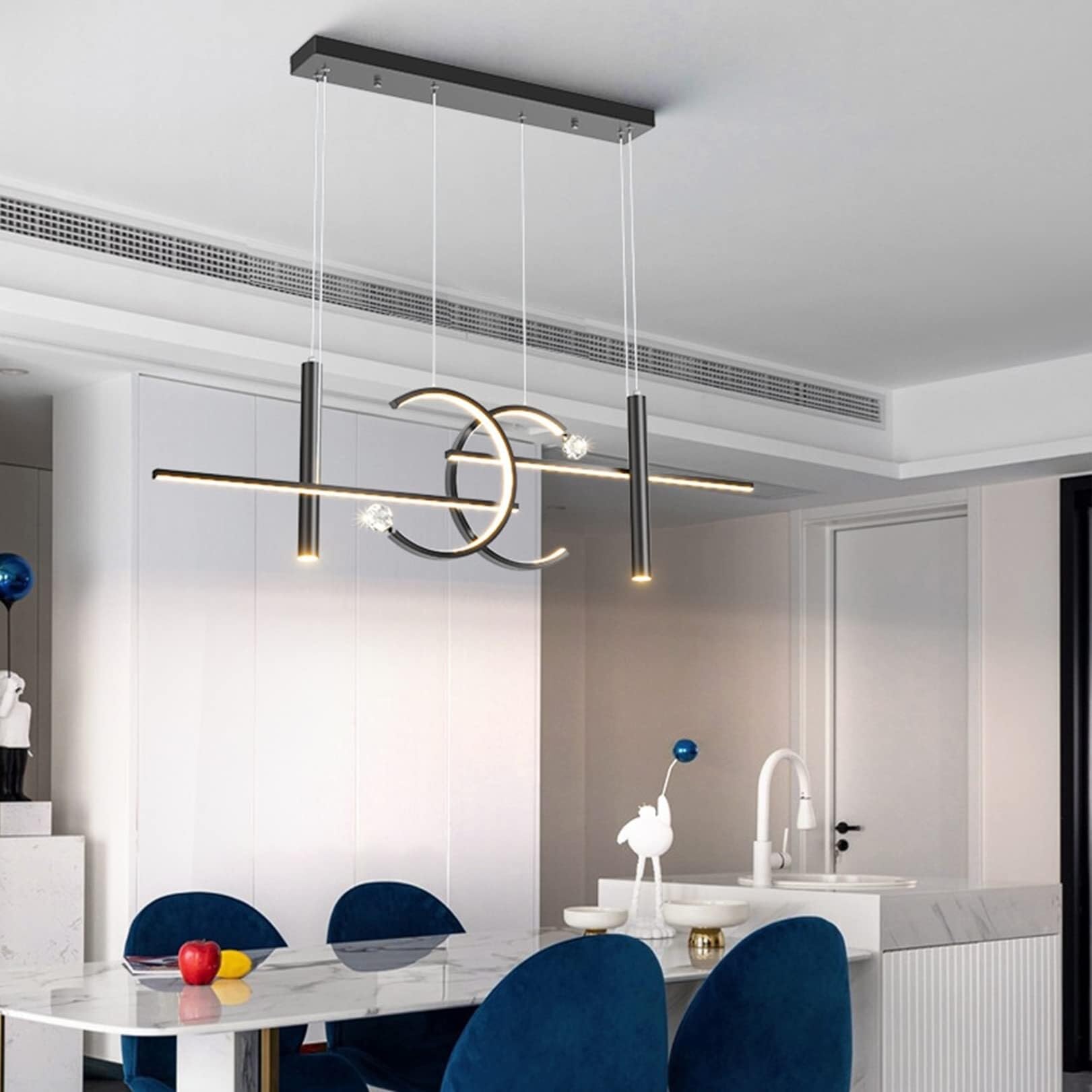 SEMANHUA Dimmable LED Pendant Lamp Dining Table Table Lamp Modern Pendant Lamp with Remote Control Height Adjustable Pendant Lamp Kitchen Office Living Room Lighting Lamp (Gold, B-100cm) (Color : Noi