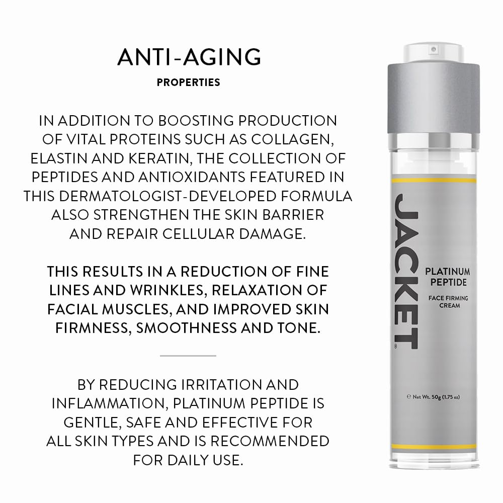 Jacket Platinum Peptide Anti-Aging Serum - Advanced Medical Grade Peptide Technology for Faster Wrinkle Reduction, Skin Brightening & Rapid Collagen Production- Superior Hydration for Radiant Skin