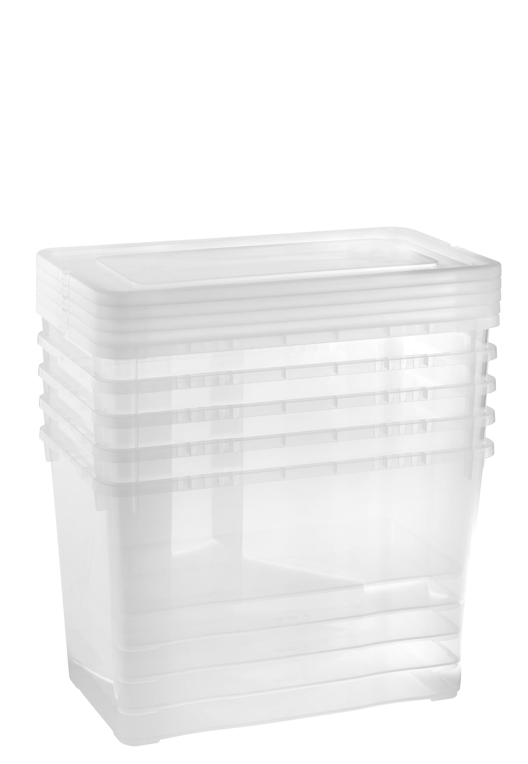 Grizzly Aufbewahrungsboxen 5 x 10 L small hoch mit Deckel transparent - Klarsichtboxen stapelbar mit Belüftung